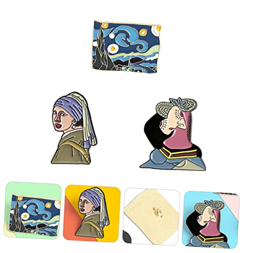 CLISPEED 3 Stück Ölmalerei Broschen Legierung Klassische Kunst Anstecknadeln für Damenkleidung Dekorative Pins für Pullover Schals Taschen und Festliche Anlässe von CLISPEED