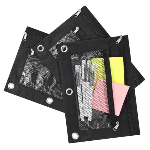 CLISPEED 3 Stück Oxford Stiftetaschen mit Reißverschluss Kleine Leichte Mesh Federmäppchen Vielseitige Organizer für Büro Schule Makeup und Reise Robust und Transparent von CLISPEED