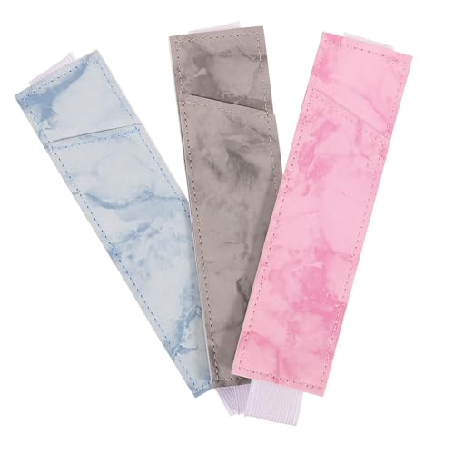 CLISPEED 3 Stück PU Leder Stifteetuis mit Elastischem Band Schlanker Pen Holder für Notizbücher Kratzfeste Journal Pen Sleeves in Marmoroptik Blau Multifunktionale Stifttasche für Büro von CLISPEED