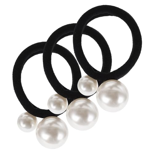 CLISPEED 3 Stück Perlen Haargummis Elastische Pferdeschwanzhalter Schonend für Damen Mädchen Haar Accessoires Alltagstauglich und Vielseitig Kombinierbar von CLISPEED
