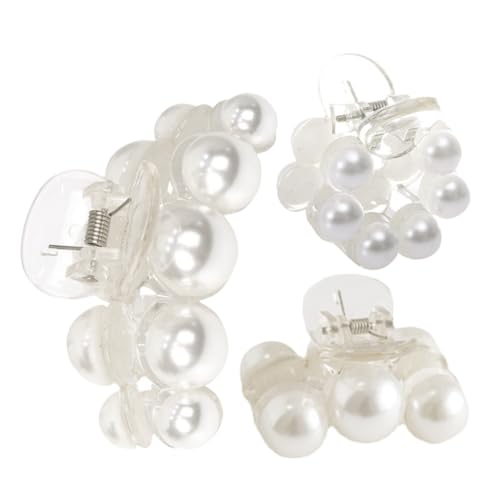 CLISPEED 3 Stück Perlen Haarklammern Retro Transparente Haarclips für Damen Haarschmuck Rutschfeste Haarspangen für Dutt und Pferdeschwanz für von CLISPEED