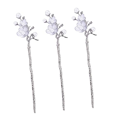 CLISPEED 3 Stück Perlen Haarstäbchen Für Frauen Retro Haarnadeln Mit Blumenmuster Langlebig Und Korrosionsbeständig Asiatisches Haar Accessoire Für Stilvolle Frisuren Haarschmuck Für von CLISPEED