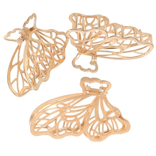 CLISPEED 3 Stück Schmetterling Haarklammer Goldfarben Flexible Haarspangen für Damen Robustes Haar Accessoire zum Fixieren von Dickem und Dünnem Haar für Alltag Sport und Styling von CLISPEED