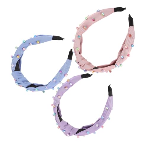 CLISPEED 3 Stück Teiliges Damen Haarbänder mit Farbigen Kunstperlen Geknotet Stabile Kopfbedeckung aus Hautfreundlichem und Vielseitig für Alltag und Festliche Anlässe Geeignet von CLISPEED