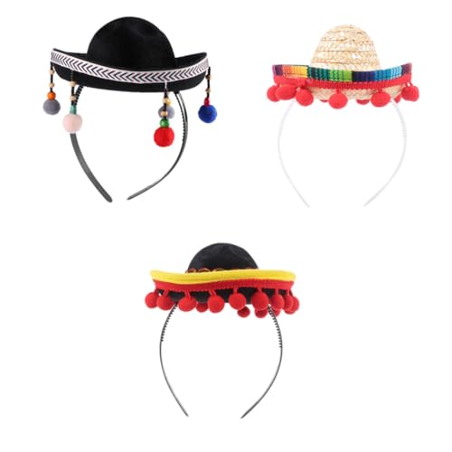 CLISPEED 3 Stück Teiliges Day Of The Dead Haarband mit Mexikanischem Hut Party Kostümzubehör Strapazierfähiges Stoffmaterial Festival Haaraccessoire für Karneval und Zufällige Farbe von CLISPEED