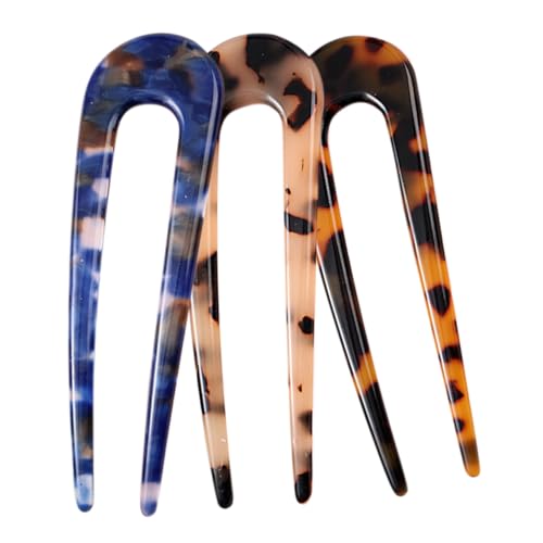 CLISPEED 3 Stück Teiliges Französische Haargabeln aus Hochwertigem Acetat U Förmige Haarnadeln für Damen für Dünnes und Dickes Haar Einfach zu Fixieren Vielseitig für Alltag und Besondere von CLISPEED