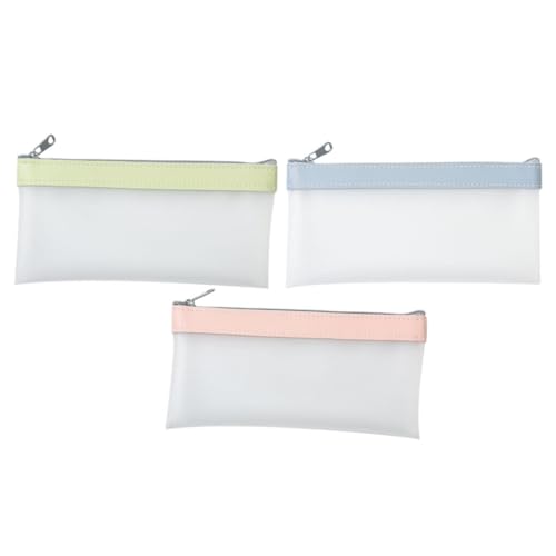 CLISPEED 3 Stück Teiliges Große Stifttaschen aus Transparentem TPU Reißverschlussfeste Stiftaufbewahrung in Kirschblütenrosa und Nebelblau Geräumige Federmäppchen für Schule und Büro von CLISPEED