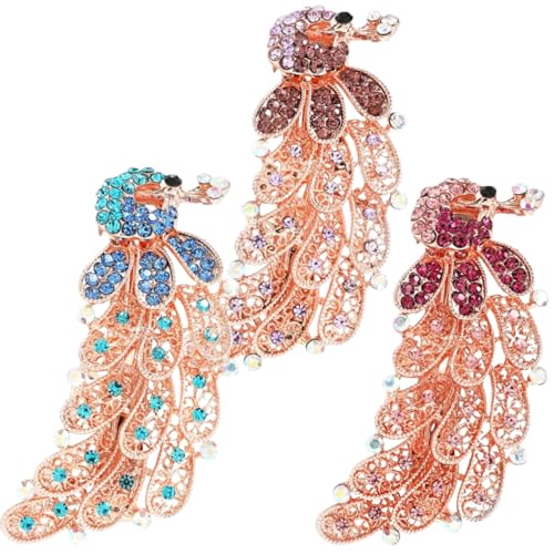 CLISPEED 3 Stück Teiliges Haarklammer Frauen mit Funkelnden Strasssteinen Langlebige Metall haarspangen in Violett Blau und Rosa Modischer Haarschmuck für Verschiedene Frisuren von CLISPEED