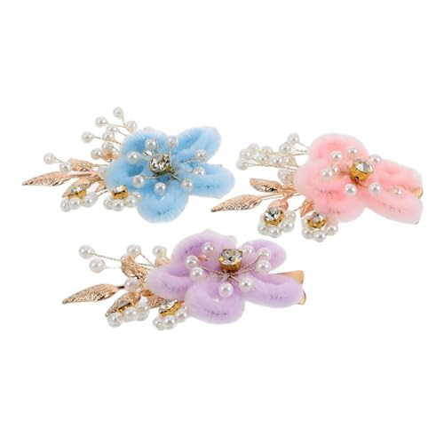 CLISPEED 3 Stück Teiliges Haarklammern Plüschblumen Haarspangen Handgemachte Haaraccessoires im Chinesischen für Hochzeiten Bräute Brautjungfern von CLISPEED