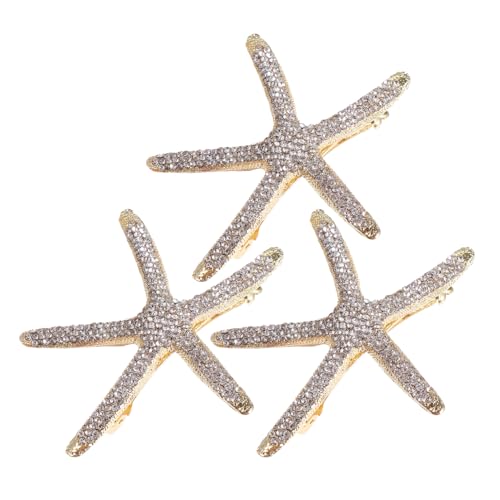 CLISPEED 3 Stück Teiliges Haarklammern mit Strass Goldfarbene Legierung Haarnadeln Rutschfeste Haarspangen für Mädchen und Damen Stilvolle Haarschmuck Accessoires für Alltag und Party von CLISPEED