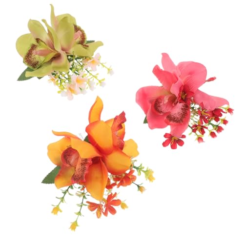 CLISPEED 3 Stück Teiliges Hawaiianische Haarspangen Künstliche Orchideen Haarstecker Leichter Haarschmuck für Hochzeit Boho Blumen Haarkämme Strandparty Damen Mädchen von CLISPEED