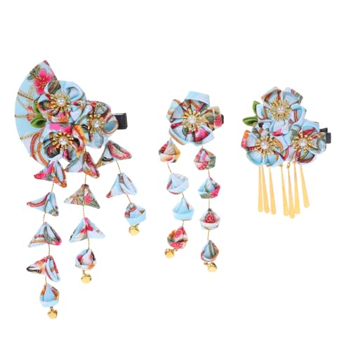 CLISPEED 3 Stück Teiliges Japanische Kimono Haarclips mit Blumenmotiv und Charmanten Quasten Leichte Bequeme Haarschmuck-accessoires für Frauen Traditionell Inspiriert für Besondere Anlässe von CLISPEED