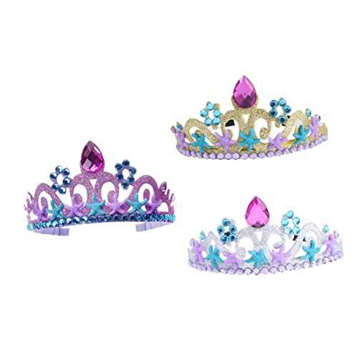 CLISPEED 3 Stück Teiliges Kindergeburtstag Meerjungfrau Thema Mädchen Tiara Haarreif in Gold Silber und Stilvolle Haarschmuck Dekoration für Party und Besondere Anlässe von CLISPEED
