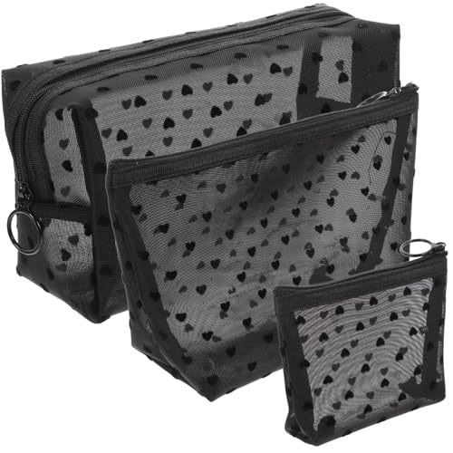 CLISPEED 3 Stück Teiliges Kosmetiktaschen Damen Tragbar Reise Kulturbeutel Netzstoff Transparent Toilettenartikel Organizer für Make Up und Waschutensilien von CLISPEED