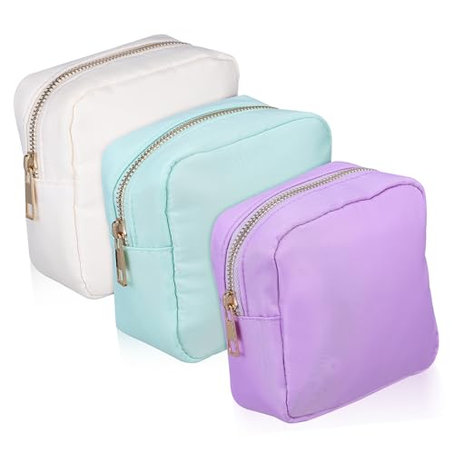 CLISPEED 3 Stück Teiliges Kosmetiktaschen aus Wasserabweisendem Nylon Leichte Make Up Organizer mit Reißverschluss Vielseitig Nutzbar für Damen Reise und Alltag in Beige Hellgrün Rosa von CLISPEED