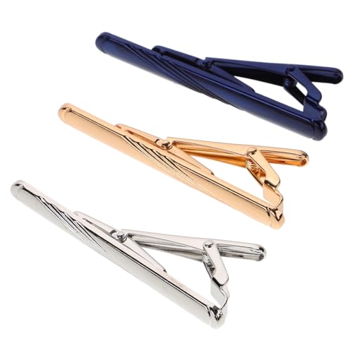 CLISPEED 3 Stück Teiliges Krawattenklammern Herren Metall Krawattenclip in Blau Gelb Silber Anzugklammern für Business Hochzeit und Formelle Anlässe Einfache Anwendung Stilvolles von CLISPEED