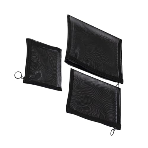 CLISPEED 3 Stück Teiliges Mesh Kosmetiktaschen Schwarz Leichter Reise Organizer für Make Up Toilettenartikel Stifte und Kleinteile Atmungsaktive Netzstoff Aufbewahrungstaschen für Damen von CLISPEED
