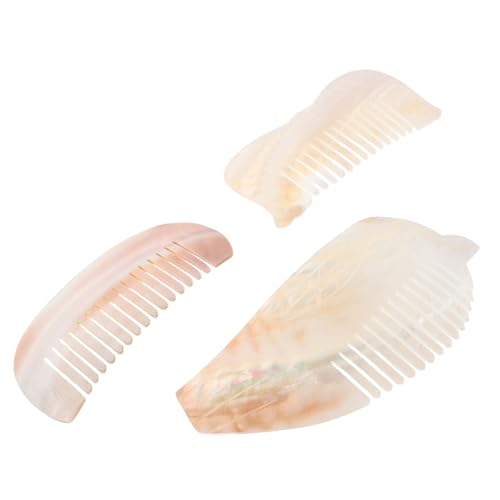 CLISPEED 3 Stück Teiliges Natürliche Muschel Kämme mit Breiten Zähnen Handgefertigt in Halbkreis Vogel und Fischform Leichter Haarkamm zum Entwirren für Frauen und Mädchen als Reise und von CLISPEED