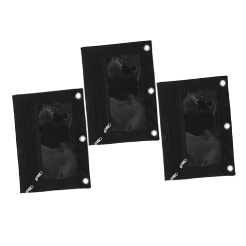 CLISPEED 3 Stück Teiliges Oxford Federmäppchen Transparente Bindertasche für Bürobedarf Große Kapazität für Dokumente Stifte und Schreibwaren Schwarz von CLISPEED