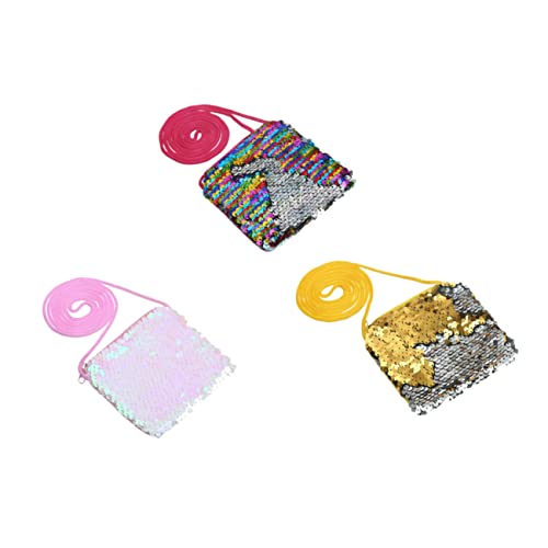 CLISPEED 3 Stück Teiliges Pailletten Münzbeutel Quadratische Geldbörsen Kleine Umhängetaschen für Mädchen Bunte Handtaschen für Münzen Schmuck und Karten von CLISPEED