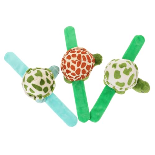 CLISPEED 3 Stück Teiliges Plüsch Schnapparmband mit Niedlicher Schildkröten Deko Weiches Dekoratives Armband zum Schnellen Anlegen Bequemes Wristband für Kindergeburtstag Party und Alltag von CLISPEED