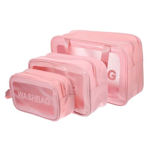 CLISPEED 3 Stück Teiliges Reise Waschtasche Große Kosmetiktasche mit Henkel Klarer Kulturbeutel für Damen Geräumige Make Up Tasche Robustes Material für Reisebedarf und Toilettenartikel von CLISPEED