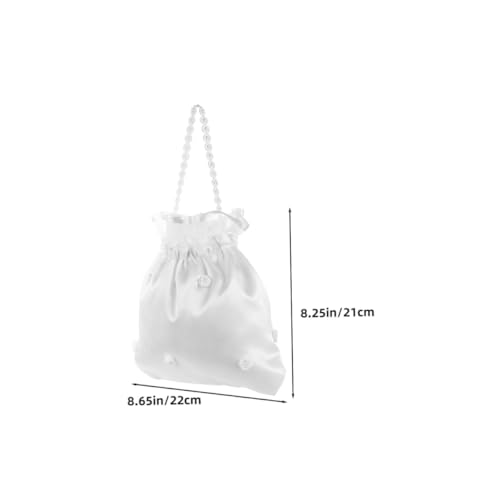 CLISPEED 3 Stück Teiliges Satin Brauttaschen Blumenverzierung Langlebige Stilvolle Hochzeitstaschen für Braut und Brautjungfern Weiße Geldbeutel für Hochzeitsfeier und Brautdusche von CLISPEED