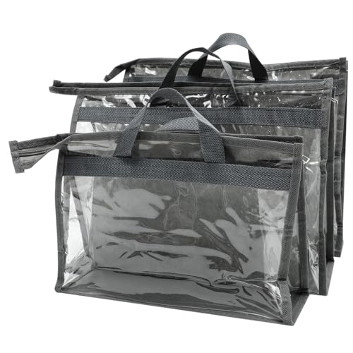 CLISPEED 3 Stück Teiliges Transparente Handtaschen Aufbewahrungstaschen aus PVC und Feuchtigkeitsgeschützt Hängend Verschiedene S XL Platzsparend für Kleiderschrank und Reise von CLISPEED
