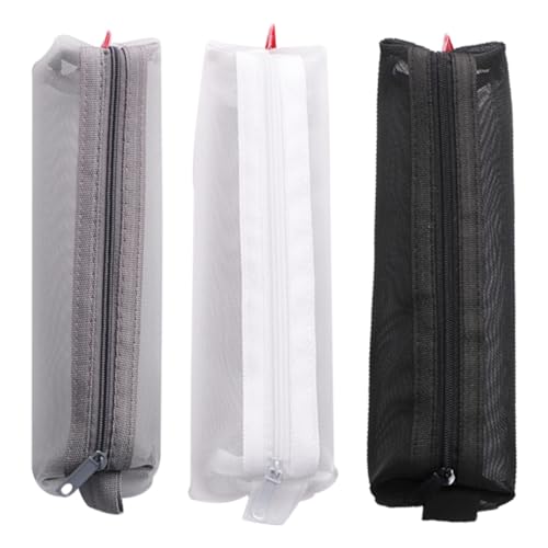 CLISPEED 3 Stück Teiliges Transparentes Federmäppchen aus Robustem Netzstoff Große Kapazität Stifttasche mit Reißverschluss Praktischer Stifte Organizer für Schüler Zufällige Farbe von CLISPEED