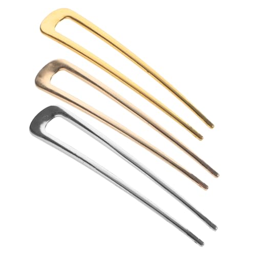 CLISPEED 3 Stück Teiliges U Förmige Haarnadeln aus Metall Stabile Haarnadeln für Damen Vielseitiger Französischer Haarschmuck Klassischer Look für Alltag und Festliche Anlässe Rutschfeste von CLISPEED