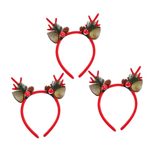 CLISPEED 3 Stück Teiliges Weihnachts Haarreif Rentier Geweih Stirnband Festlich für Erwachsene Party Karneval Cosplay Kopfstück Haarschmuck von CLISPEED