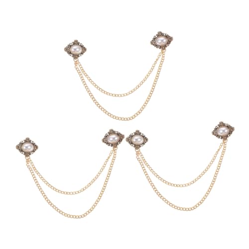 CLISPEED 3 Stück Teiliges mit Kette und Simulationsperle Anstecknadel für Anzug Hochzeiten und Formelle Anlässe CLISPEED 3 Stück Teiliges mit Kette und Simulationsperle Anstecknadel für Anzug Hochzeiten und Formelle Anlässe von CLISPEED