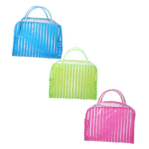 CLISPEED 3 Stück Transparente wasserdichte Kulturtasche Teiliges Rot Grün Blau PVC Reise Kosmetiktasche Makeup Organizer Flughafen für Damen und Herren von CLISPEED