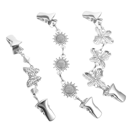 CLISPEED 3 Stück Vintage Blumen Broschen für Damen Dekorative Strickjacken Clips Modische Pullover Clips mit Sonnenblume Vierblattblume und Schmetterling Vielseitig für Kleider Schals und von CLISPEED