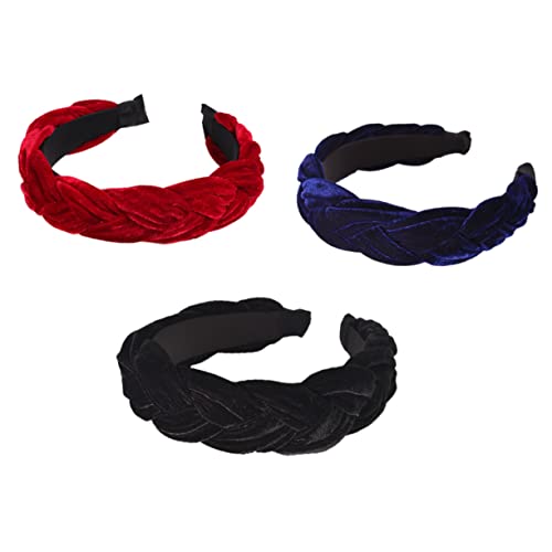 CLISPEED 3 Stück Vintage Haarbänder mit Geflochtenem Design Kopfbedeckung für Damen und Rot Schwarz Haarschmuck von CLISPEED