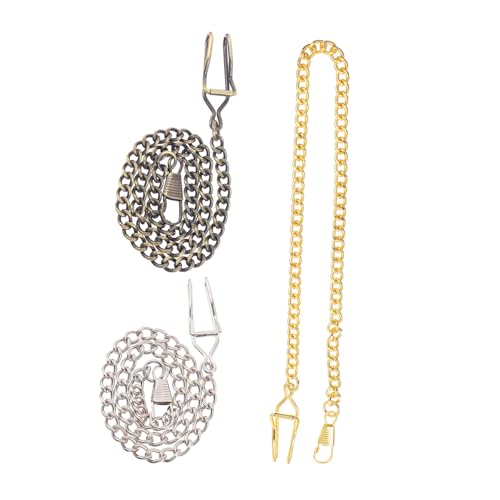 CLISPEED 3 Stück Vintage Taschenuhrketten Retro Uhrenanhänger Lange Ketten für Herren Accessoires Geeignet für Anzugweste und Jeansstil von CLISPEED