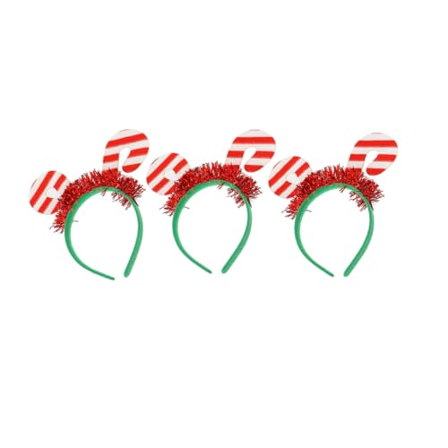 CLISPEED 3 Stück Weihnachtlicher Haarschmuck Teiliges Leichte Sichere Haarreifen mit Süßer Zuckerstangen Dekoration für Kinderpartys Familienfeiern Partyzubehör für Mädchen von CLISPEED