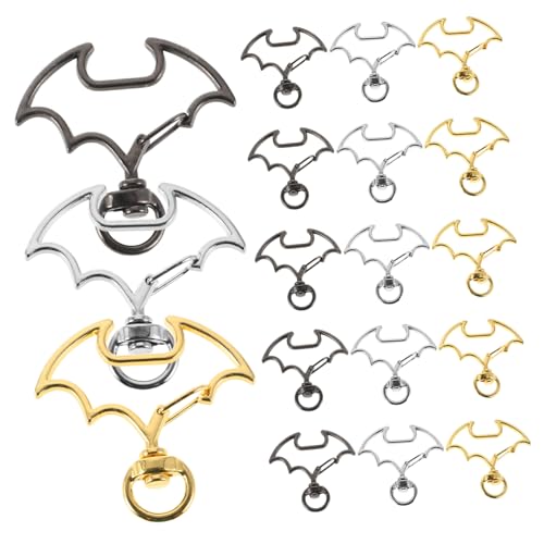 CLISPEED 30 Stück Teiliges Bat Keyring Clips Langlebiger Zinklegierung Diy Anhänger Silber Gold und Schwarz Fledermaus Schlüsselanhänger für Taschen Geldbörsen und Halloween Accessoires von CLISPEED