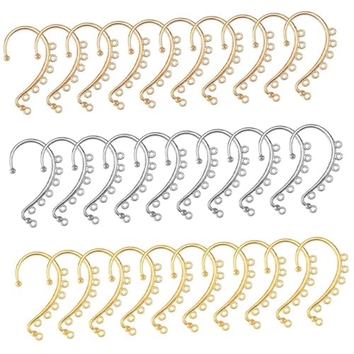 CLISPEED 30 Stück Teiliges DIY Ohrhaken Ear zum Einhängen Piercing Ohrschmuck Zubehör in Gold Silber Gold für Ohrringe Selber Machen für Damen und Mädchen von CLISPEED