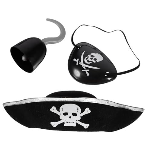 CLISPEED 3stücke Teiliges Halloween Piraten Kostüm Zubehör Set Für Mädchen Piratenhut Augenklappe Und Haken Für Rollenspiele Und Verkleidungen Für Und Kostümpartys von CLISPEED