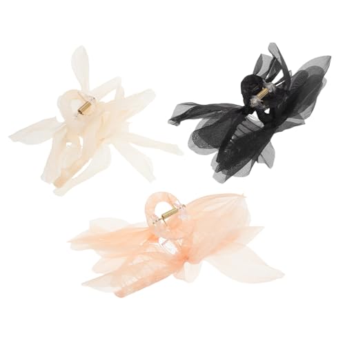 CLISPEED 3stücke Haarklammer Mit Schleife Für Damen Haifisch-haarklammern Für Frauen Netz-haar-accessoires Mit Starkem Halt Atmungsaktivem Design Und Eleganter Note Für Verschiedene von CLISPEED