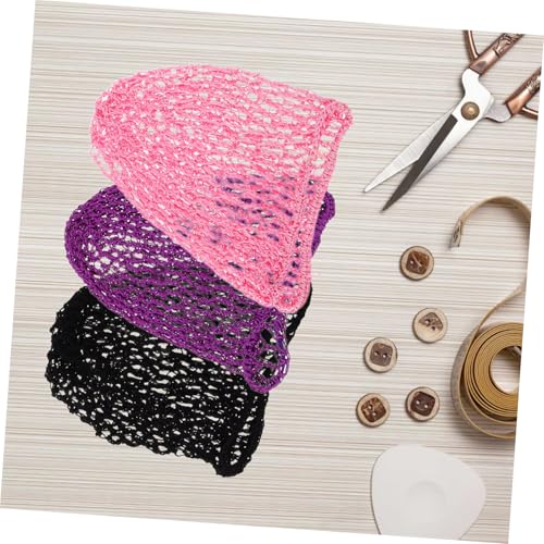 CLISPEED 3stücke Haarnetze Für Damen Elastische Netze Für Dutt Gehäkelte Mütze Für Frauen Handgefertigte Haarnetzkappe Atmungsaktive Haarwickel Zum Schlafen Und Tanzen von CLISPEED