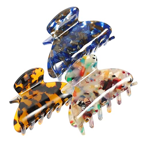 CLISPEED 3stücke Haarspangen Für Frauen Krallenclips in Blau Blumenmuster Und Tiefem Leopardenmuster Rutschfest Für Dickes Haar Praktische Haarschmuckstücke Für Verschiedene Anlässe von CLISPEED
