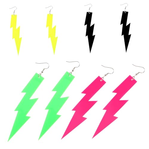 CLISPEED 4 Paare Damen Ohrhänger Punk Tropfen Ohrringe aus Leichtem Langanhaltende Statement Ohrringe in Gelb Schwarz und Grün für Party Hochzeit Alltag von CLISPEED