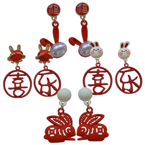 CLISPEED 4 Paare Kaninchen Ohrringe Dangle Bunny Anhänger Ohrschmuck für Frauen Neujahr Party Alltag und Vielseitig von CLISPEED