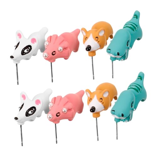 CLISPEED 4 Paare Tier Ohrstecker aus Polymer Clay Langlebig und Hautfreundlich Niedliche Dino Hund Flusspferd und Tiere Bunte Damen Ohrhänger Schmuck für Mädchen und Frauen von CLISPEED