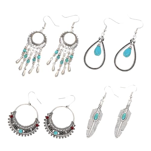 CLISPEED 4 Paare Türkis Ohrringe Ohrpendel für Damen Boho Geometrische Design für Freunde Familie CLISPEED 4 Paare Türkis Ohrringe Ohrpendel für Damen Boho Geometrische Design für Freunde Familie von CLISPEED