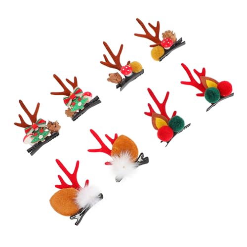 CLISPEED 4 Paare Weihnachts Haarspangen Rentiergeweih Duckbill Haarklammern Festlicher Haarschmuck für Damen Weihnachten Party Karneval Cosplay von CLISPEED