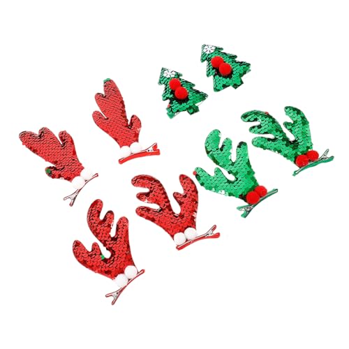 CLISPEED 4 Paare Weihnachts Haarspangen Rentiergeweih mit Glitzer Kreative Xmas Haarschmuck Niedliche Haarclips für Damen und Mädchen Sichere Langlebige Festtags Accessoires von CLISPEED