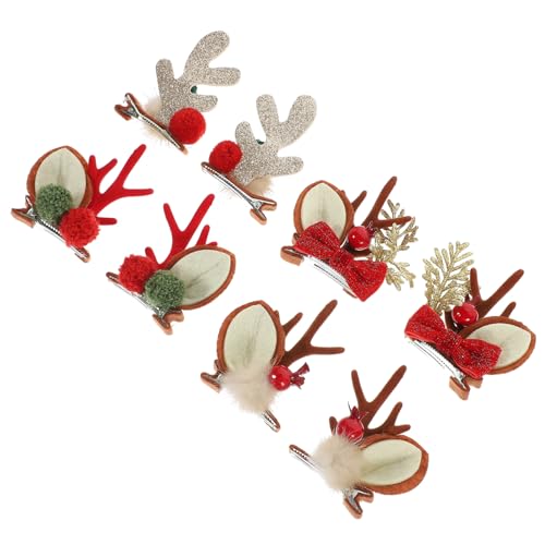 CLISPEED 4 Paare Weihnachts Hirschgeweih Haarspangen Festlicher Kopfschmuck für Party und Familienfeier Langlebige Attraktive Rentier Geweih Haarnadeln Sichere Materialien Charmante Xmas von CLISPEED